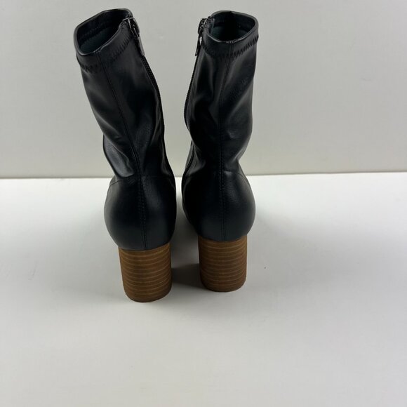 Anthropologie Silent D Black Cabre Boots with Stacked Leather Heel Size 36 - Picture 9 of 10